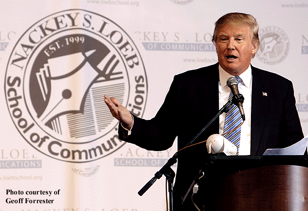 Featured speaker Donald Trump presented a $25,000 check to the James W. Foley Legacy Fund.